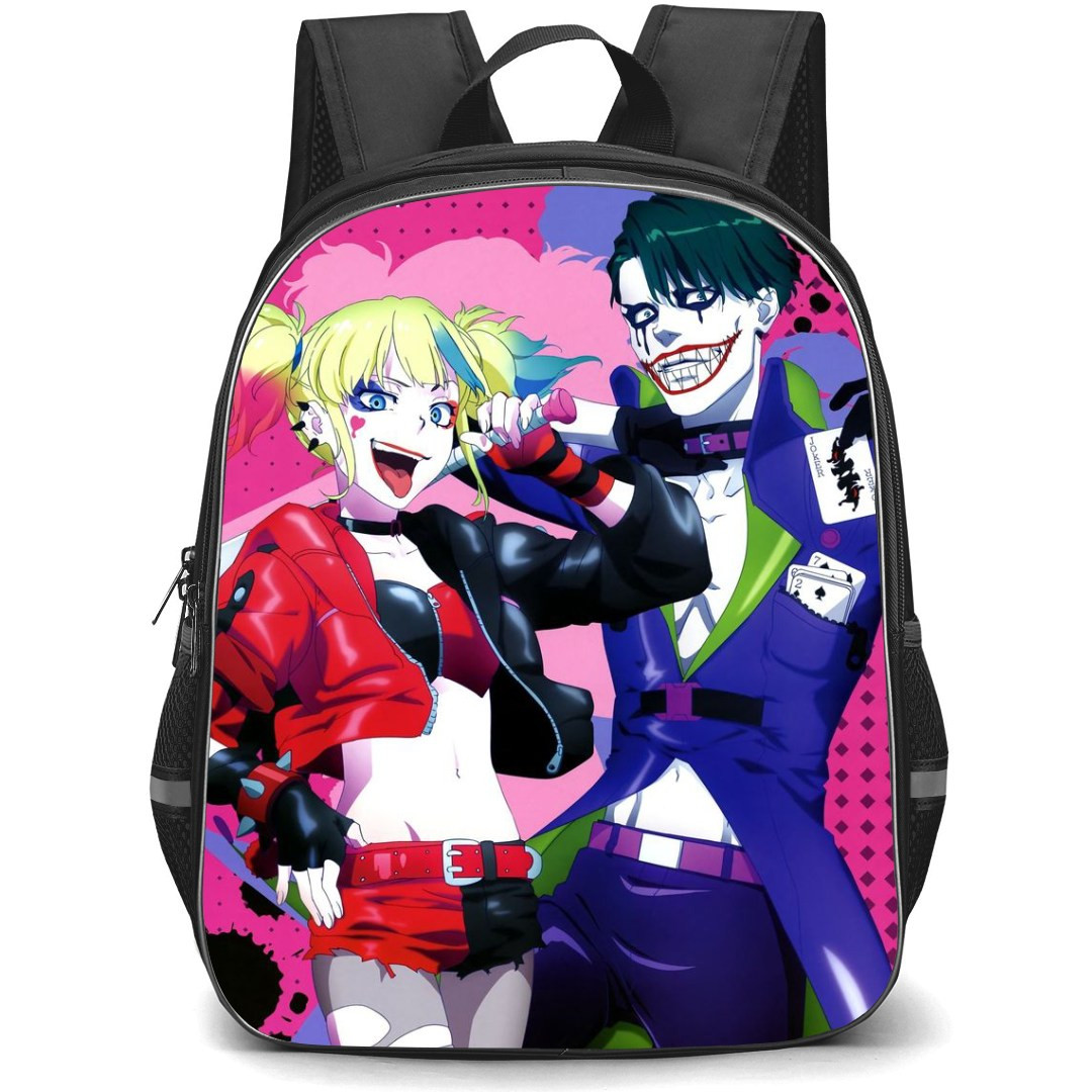 Suicide Squad Isekai Backpack StudentPack - Harley Quinn And Joker Illustration Art Poster