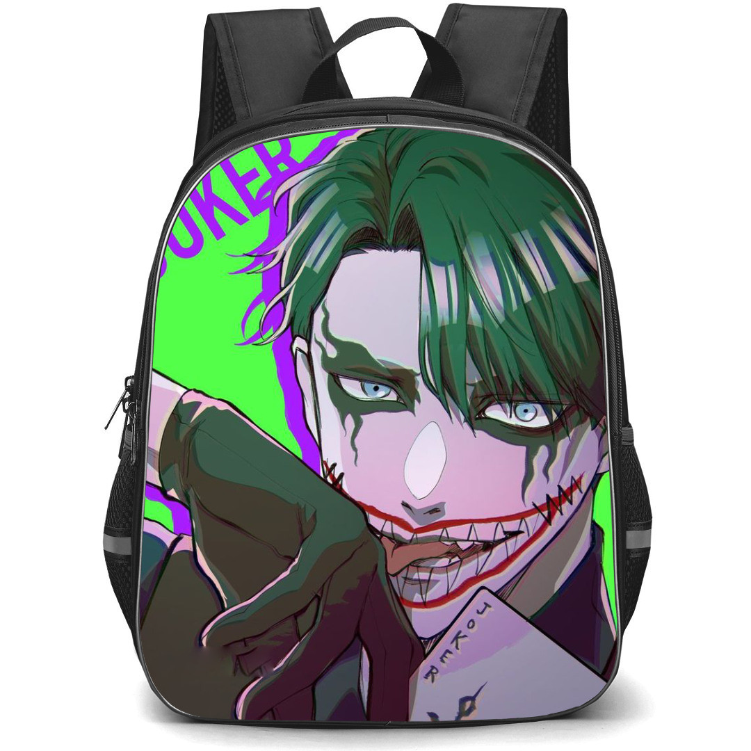 Suicide Squad Isekai Joker Backpack StudentPack - Joker Holding Card On Green Background
