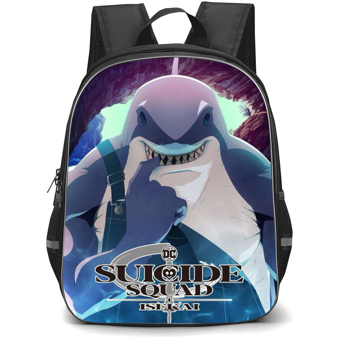 Suicide Squad Isekai King Shark Backpack StudentPack - King Shark Smiling Illustration Art Poster