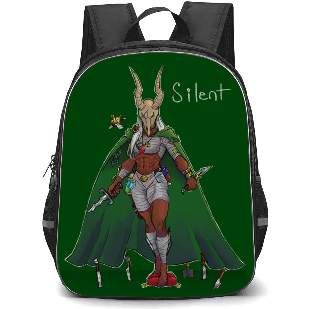 Slay The Spire 2 The Silent Backpack School Bag StudentPack - The Silent Fierce Green Portrait Cartoon Art