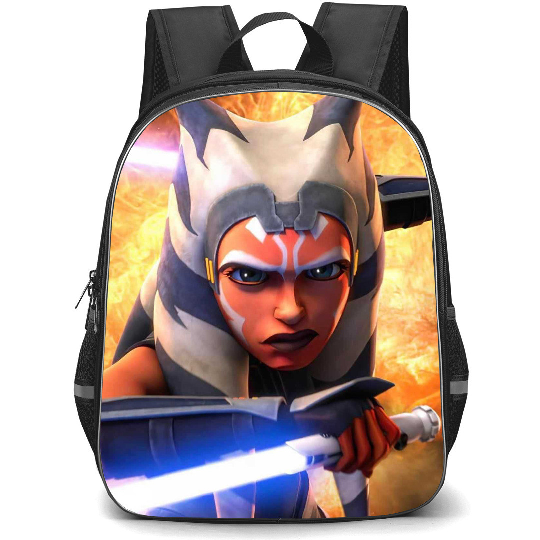 Star Wars Ahsoka Backpack StudentPack - Ahsoka Tano Attack Mode On Fire Background