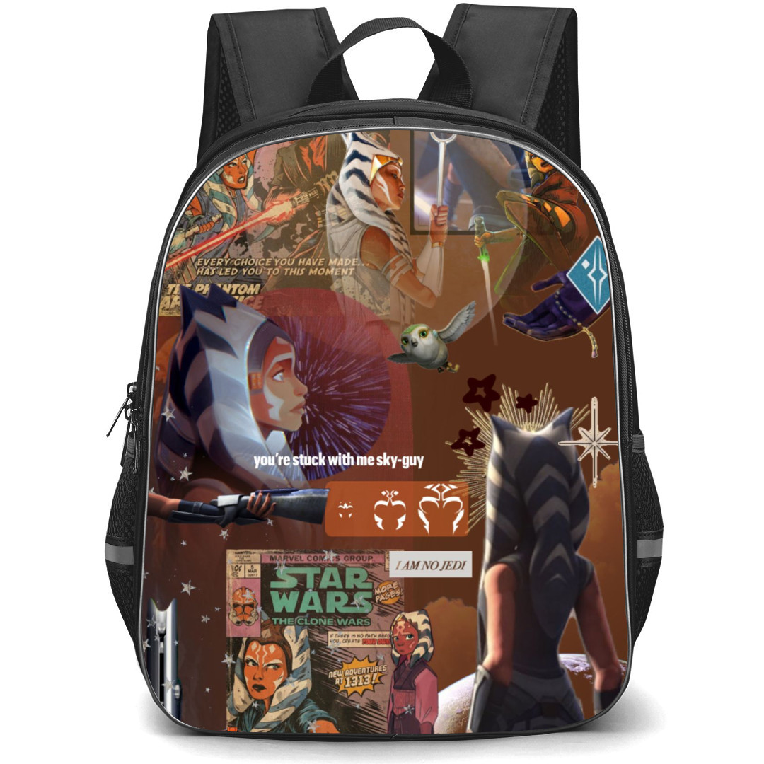 Star Wars Ahsoka Backpack StudentPack - Ahsoka Tano Collage On Brown Background