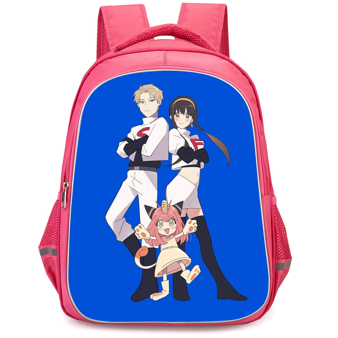 Spy X Family Backpack StudentPack - Spy X Family Forger Rocket Team On Blue Background