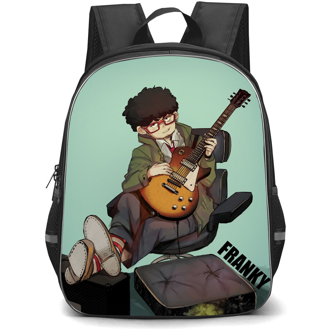 Spy X Family Franky Franklin Backpack StudentPack - Franky Franklin Playing Guitar On A Chair Green Background