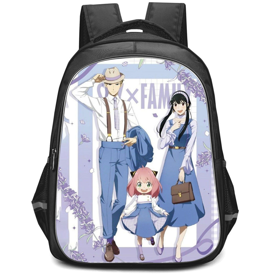 Spy X Family Backpack StudentPack - Spy X Family Loid Yor And Anya Wear Blue Dress Poster