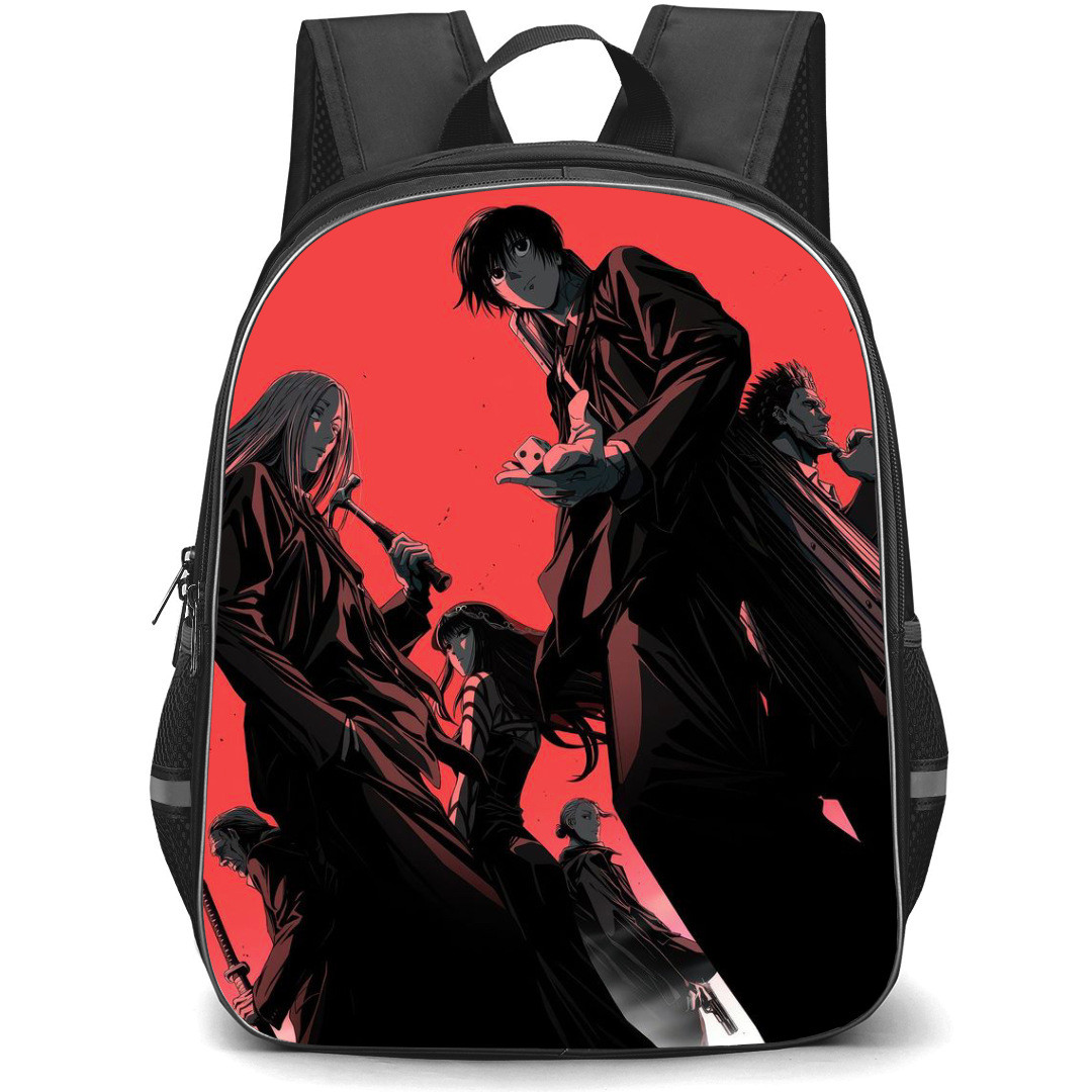 Sakamoto Days Backpack StudentPack - Sakamoto Days Characters Standing On Red Background