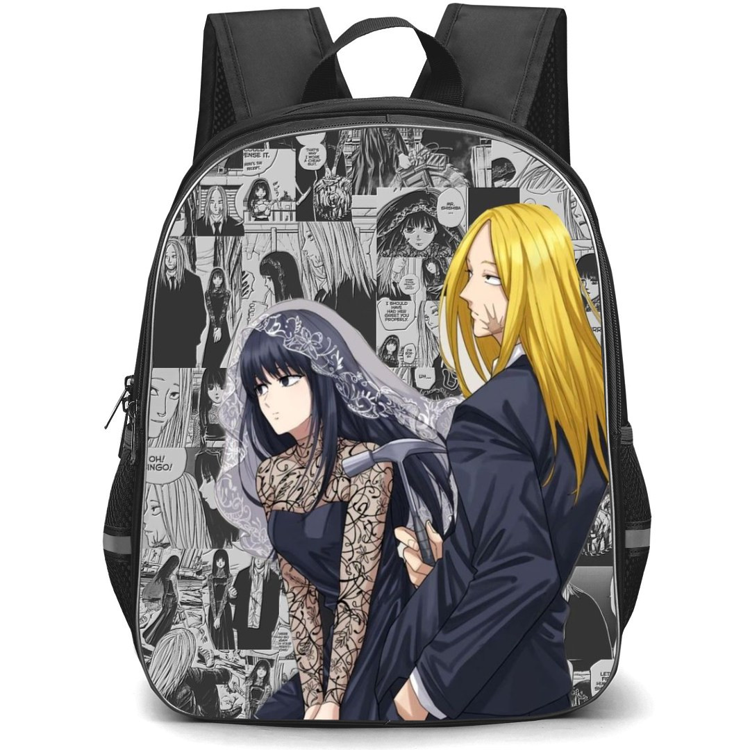 Sakamoto Days Osaragi And Shishiba Backpack StudentPack - Osaragi And Shishiba On Grayscale Comic Book Background