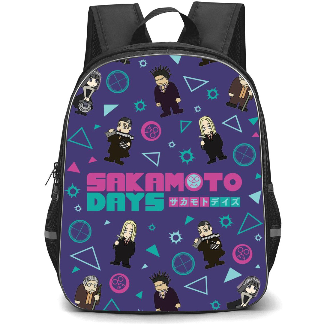 Sakamoto Days Backpack StudentPack - Sakamoto Days Pattern Art On Puprle Background