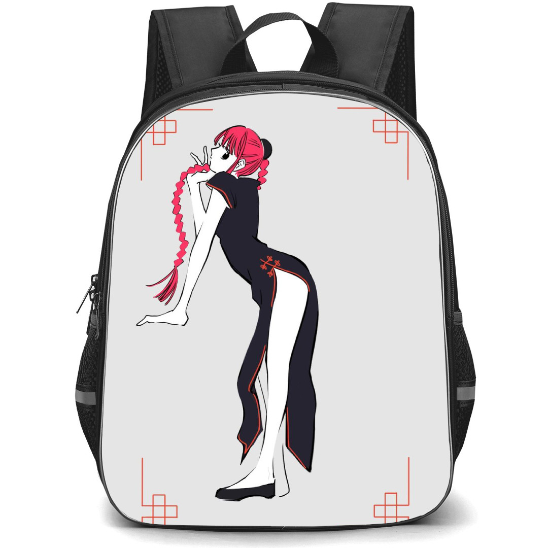 Sakamoto Days Lu Shaotang Backpack StudentPack - Lu Shaotang Standing Side On Gray Background