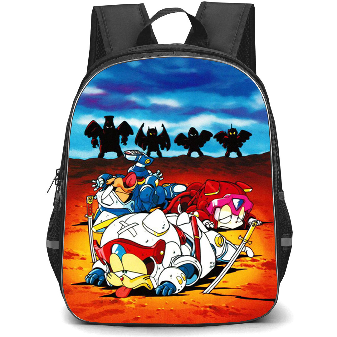 Samurai Pizza Cats Backpack School Bag StudentPack - Samurai Pizza Cats Characters Lying On Ground Anime Art Poster