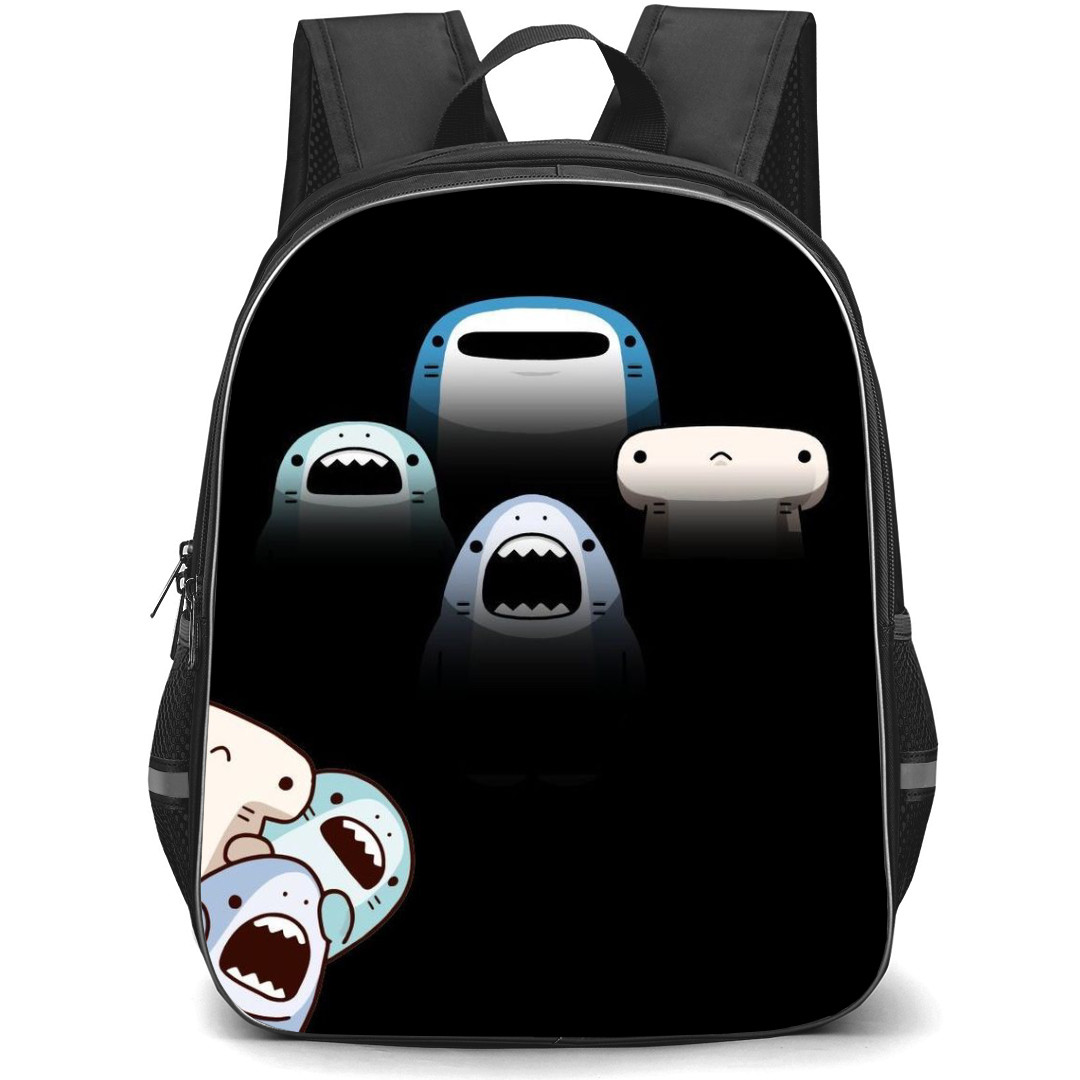 Samezu Shark Backpack StudentPack - Samezu Shark Characters Collage Black Background