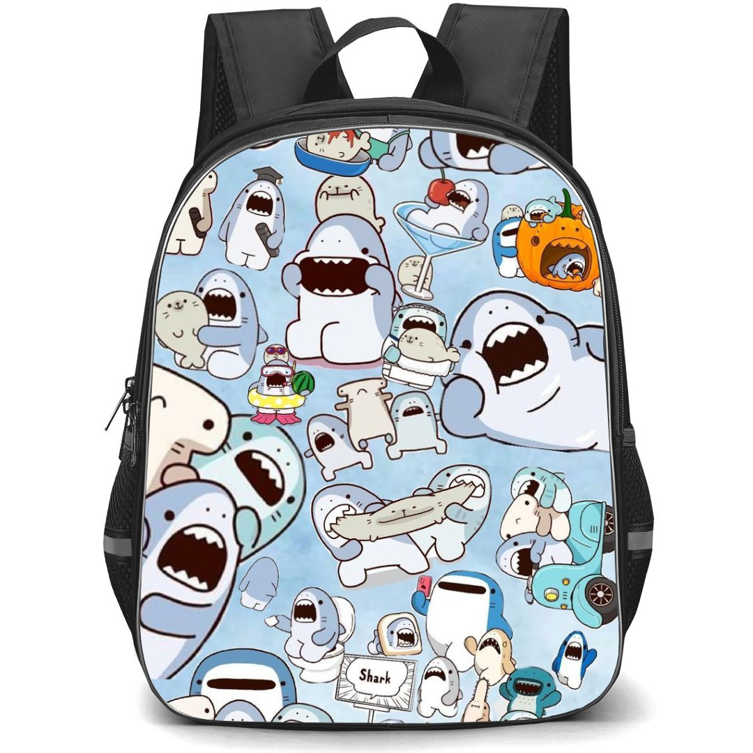 Samezu Shark Backpack StudentPack - Samezu Shark Characters Collage Blue Background
