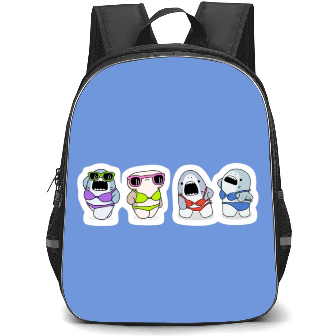 Samezu Shark Backpack StudentPack - Samezu Shark Characters Sticker Art White Background
