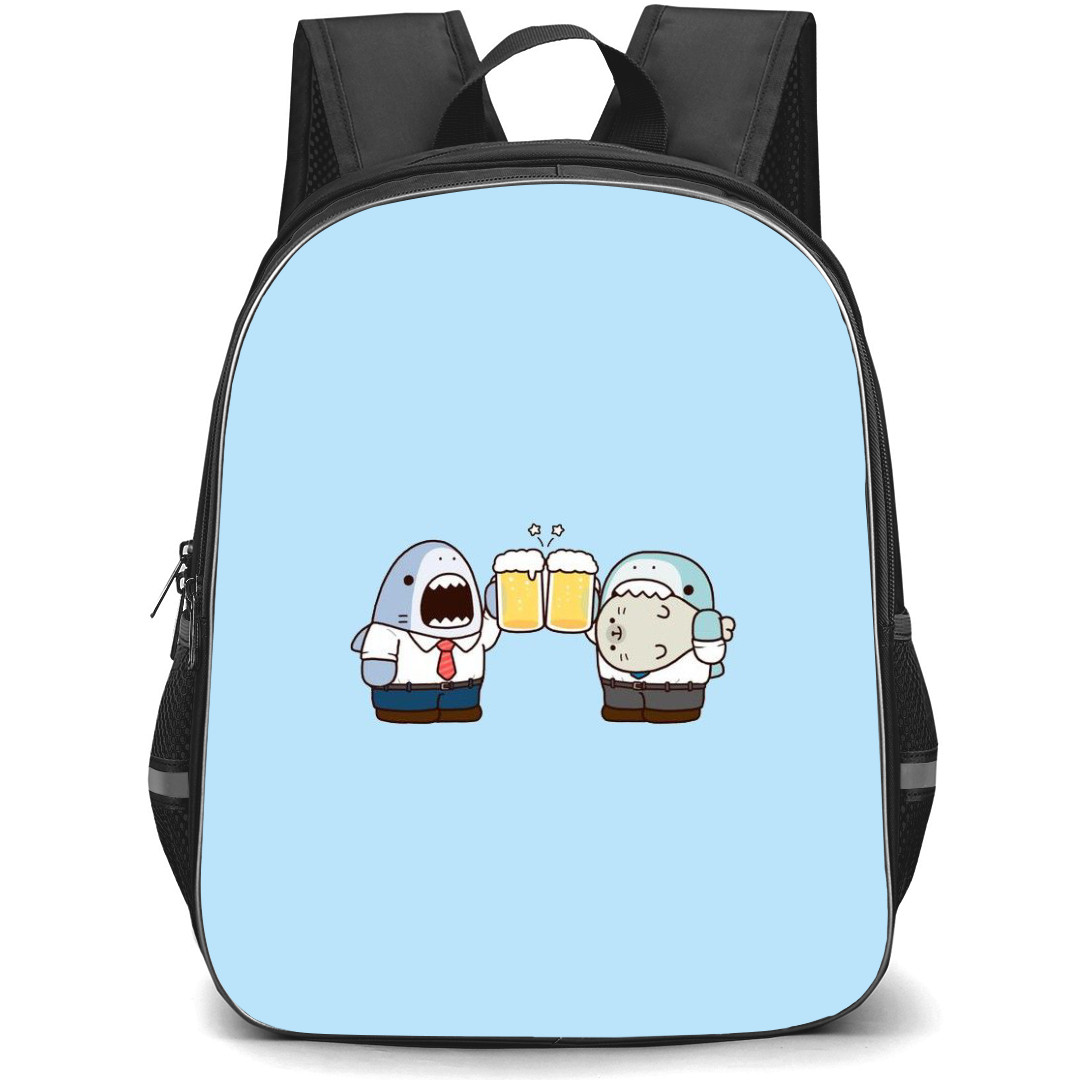 Samezu Shark Backpack StudentPack - Samezu Shark Characters Drinking Beer Pose