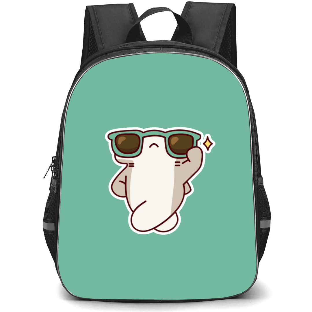 Samezu Shark Backpack StudentPack - Samezu Shark Hammer Wearing Glasses Sticker Art