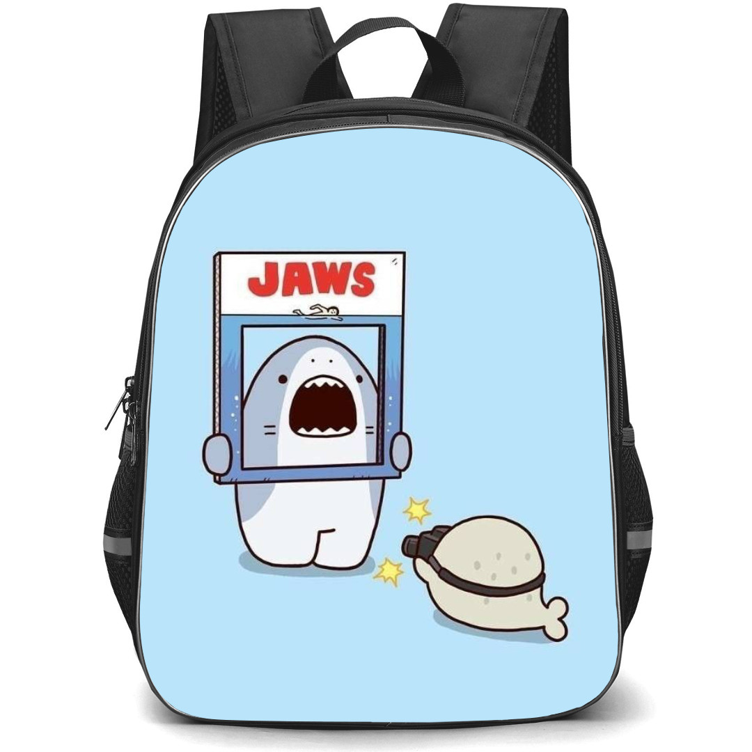 Samezu Shark Backpack StudentPack - Samezu Shark Characters Jaws Pose Blue Blackground