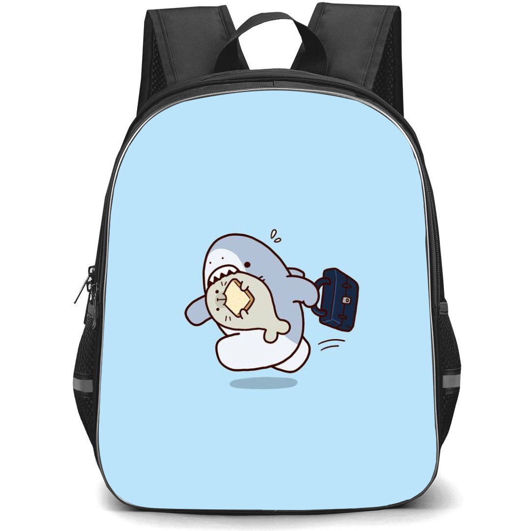 Samezu Shark Backpack StudentPack - Samezu Shark Characters Running Pose Blue Background