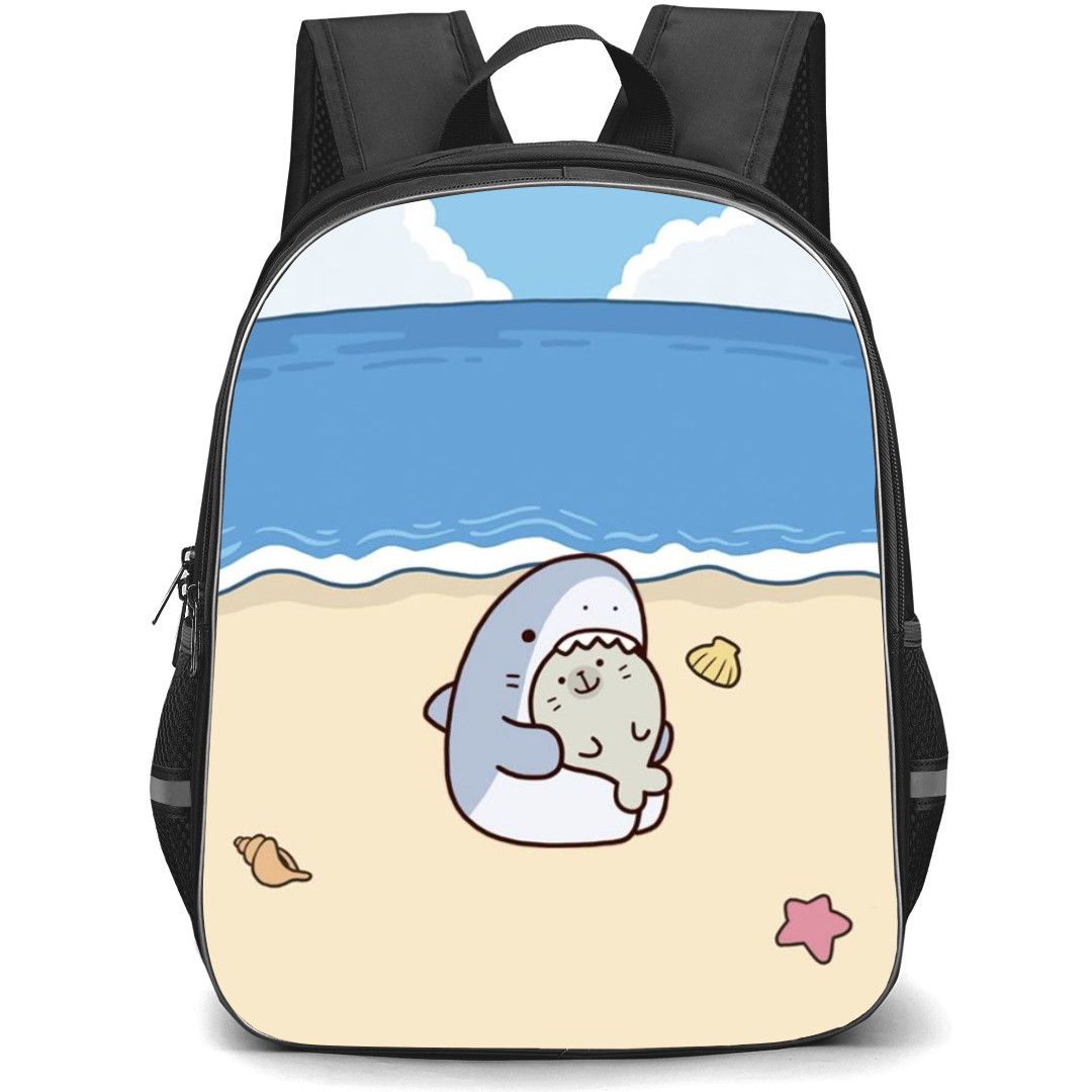 Samezu Shark Backpack StudentPack - Samezu Shark Characters Sitting On The Beach Pose