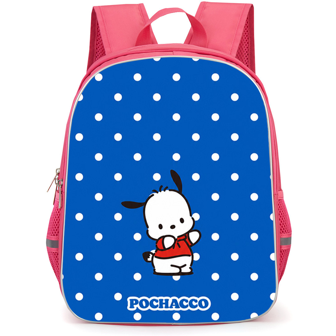 Sanrio Puppy Pals Pochacco Backpack School Bag StudentPack - Pochacco Red Hoodie Polka Dot Cartoon Art Poster