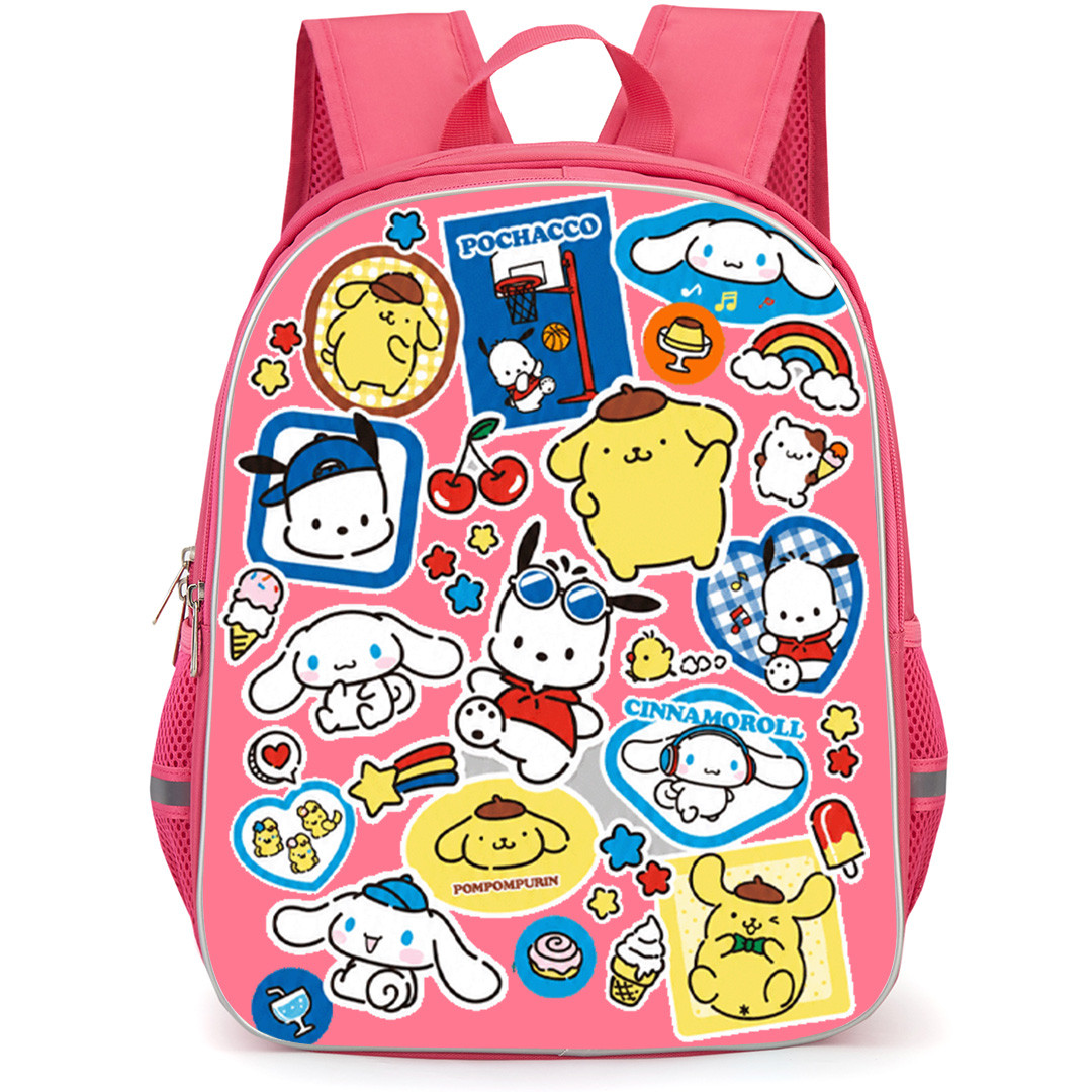 Sanrio Puppy Pals Backpack School Bag StudentPack - Sanrio Puppy Pals Sticker Collage Kawaii Cartoon Poster