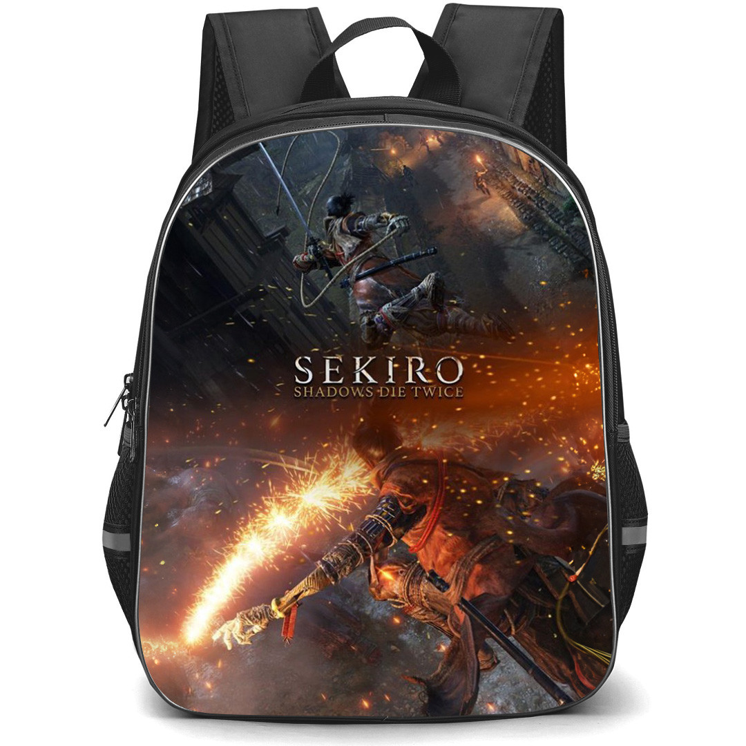 Sekiro Shadows Die Twice Backpack School Bag StudentPack - Sekiro Shadows Die Twice Attacking Village Game Poster