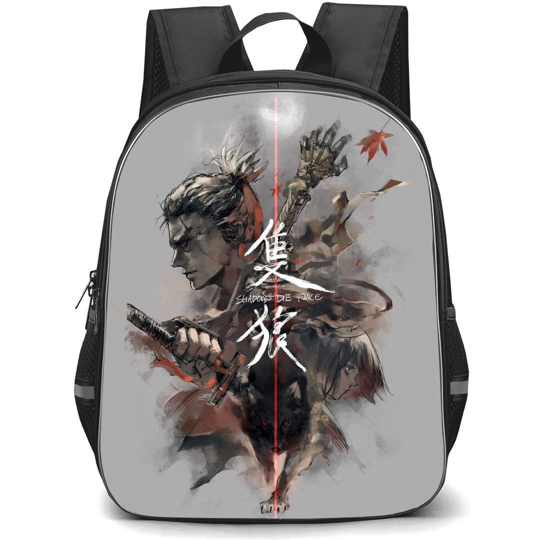 Sekiro Shadows Die Twice Backpack School Bag StudentPack - Sekiro Shadows Die Twice Characters The Wolf And The Divine Heir