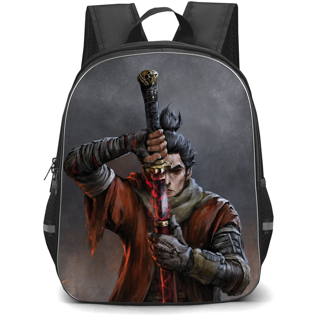 Sekiro Shadows Die Twice Sekiro Backpack School Bag StudentPack - Sekiro Holding Sword Portrait