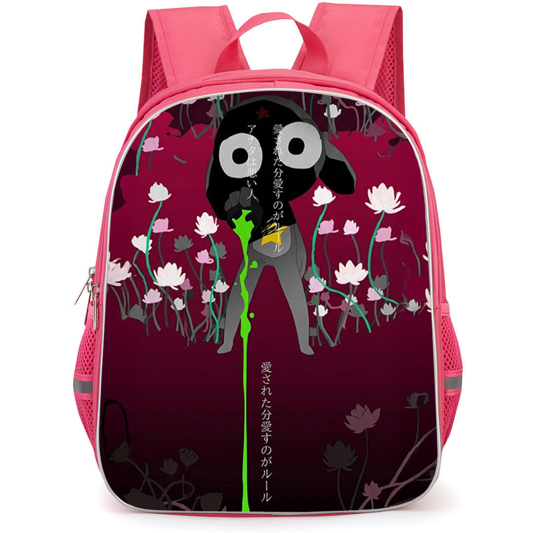 Sgt Frog Sargento Keroro Backpack School Bag StudentPack - Sargento Keroro Surrounded By Lotus Flowers In A Dark Red Background
