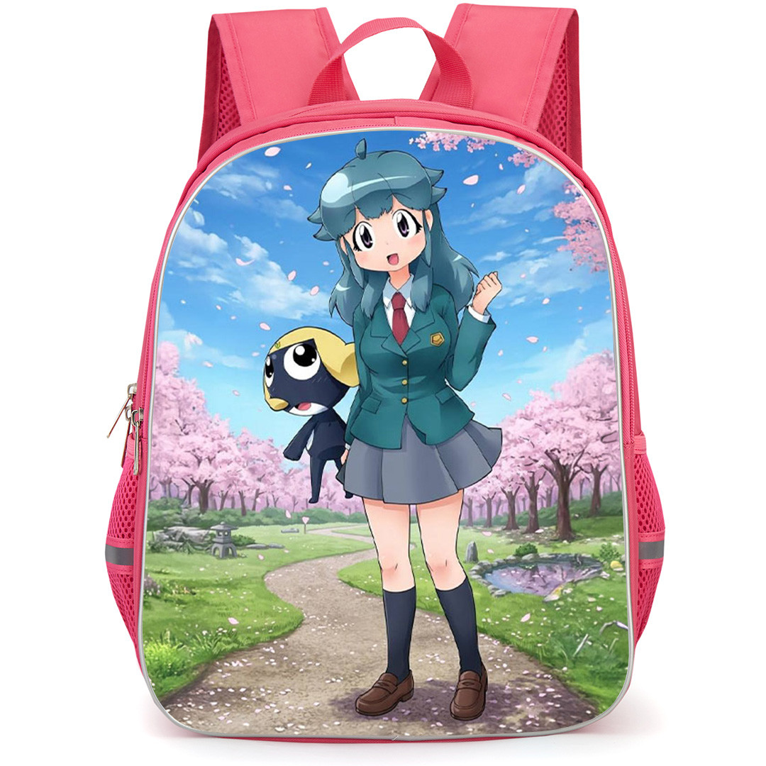 Sgt Frog Backpack School Bag StudentPack - Sgt Frog Momoka Nishizawa And Recluta Tamama Standing On Cherry Blossom Tree Background