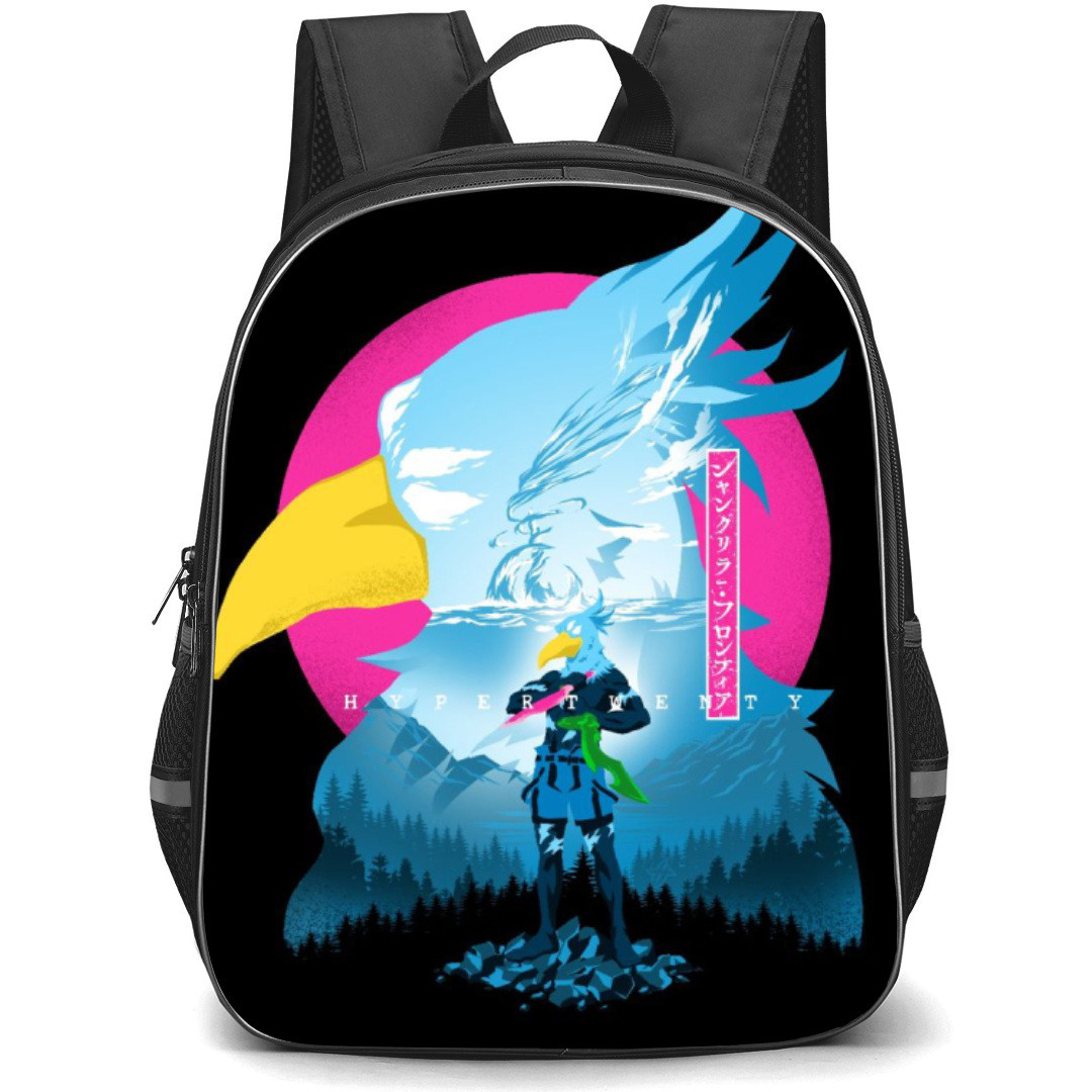 Shangri-La Frontier Sunraku Backpack StudentPack - Sunraku Pink Blue Minimalist Art