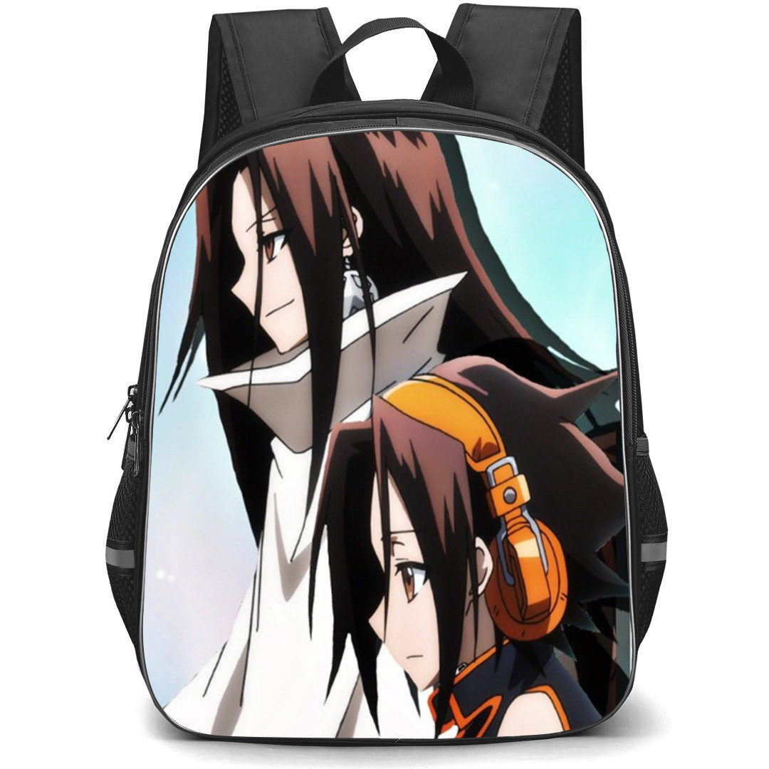 Shaman King Backpack StudentPack - Asakura Yoh And Asakura Hao Side Portrait Illustration On Skyblue Background