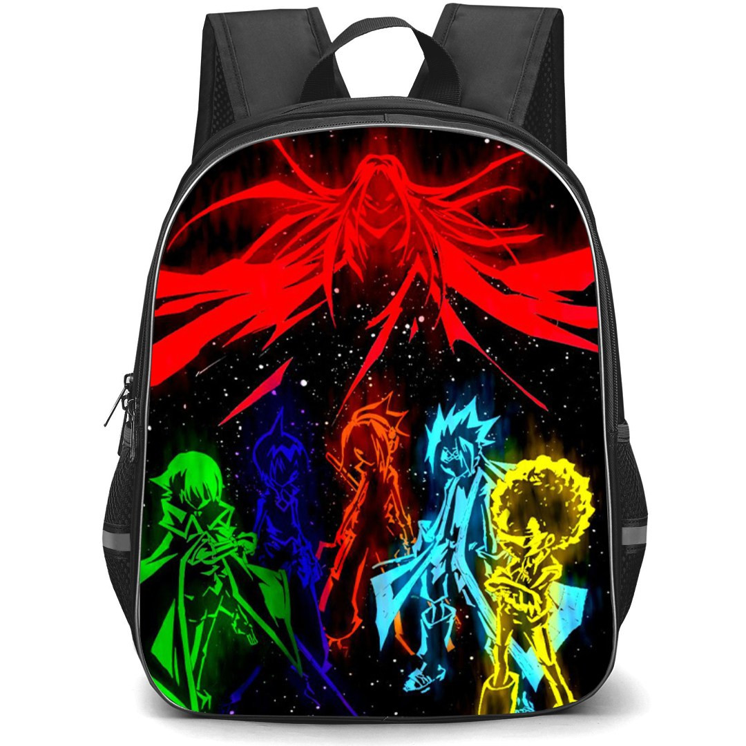 Shaman King Backpack StudentPack - Shaman King Vibrant Anime Heroes In Red Cosmic Scene