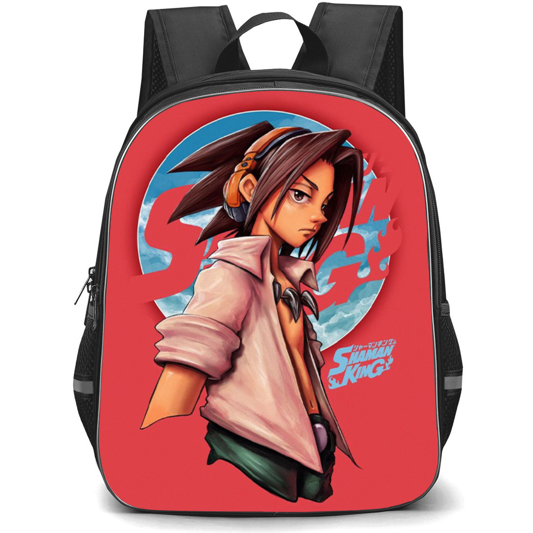 Shaman King Asakura Yoh Backpack StudentPack - Asakura Yoh Side Portrait On Red Background