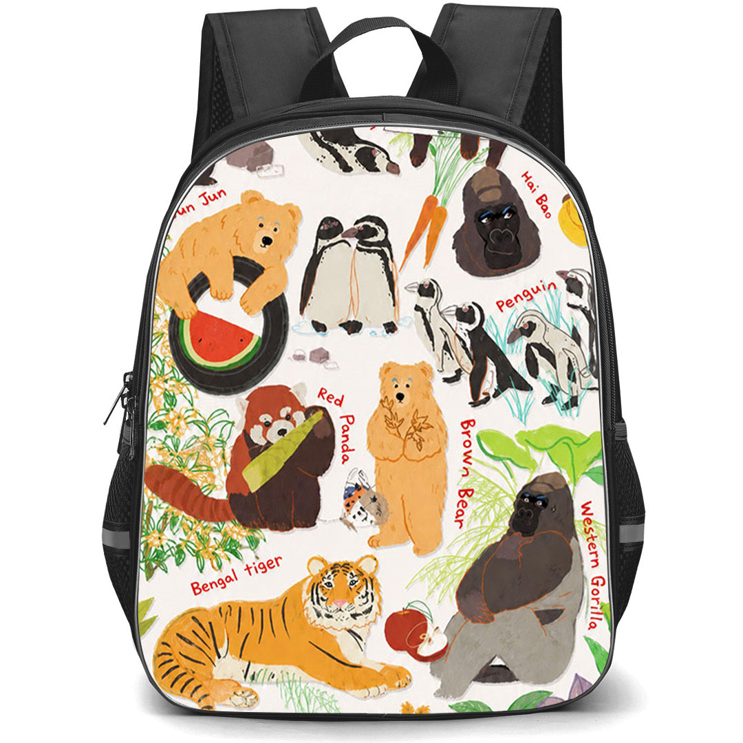 Shanghai Zoo Backpack School Bag StudentPack - Shanghai Zoo Fluffy Diary Collage Poster
