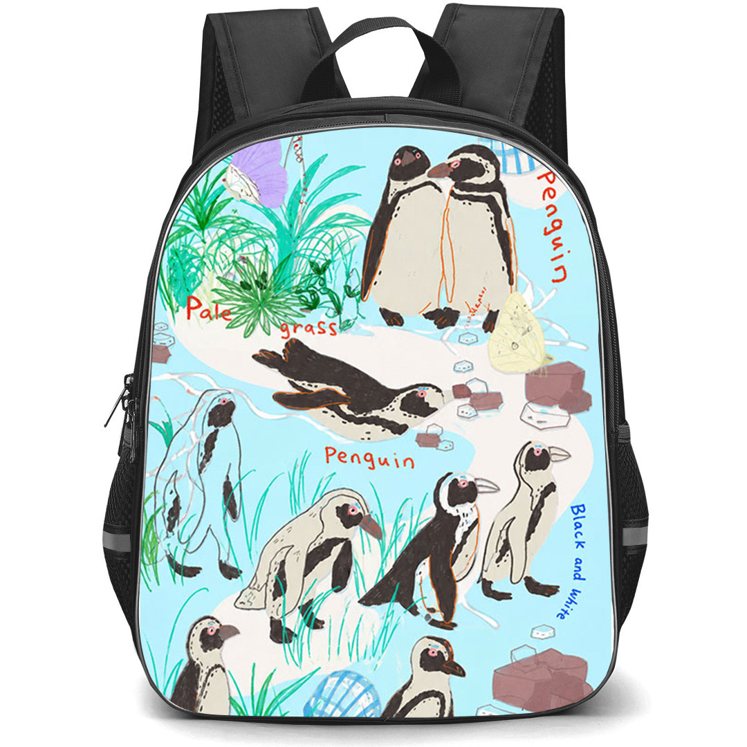 Shanghai Zoo Backpack School Bag StudentPack - Shanghai Zoo Little Socialite Penguin Collage Poster
