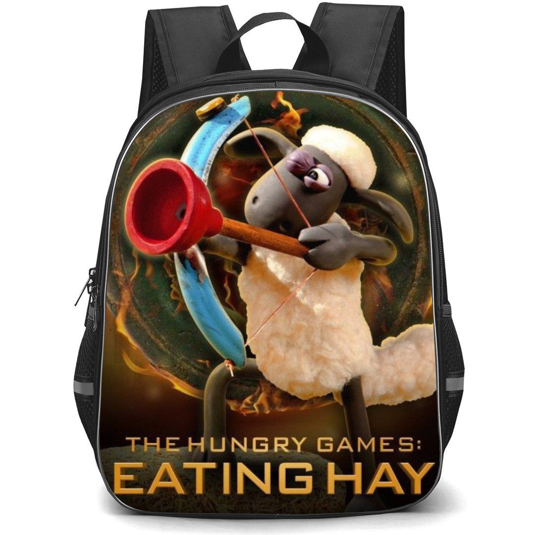 Shaun The Sheep Backpack StudentPack - Shaun The Sheep The Hungry Games Eating Hay Poster