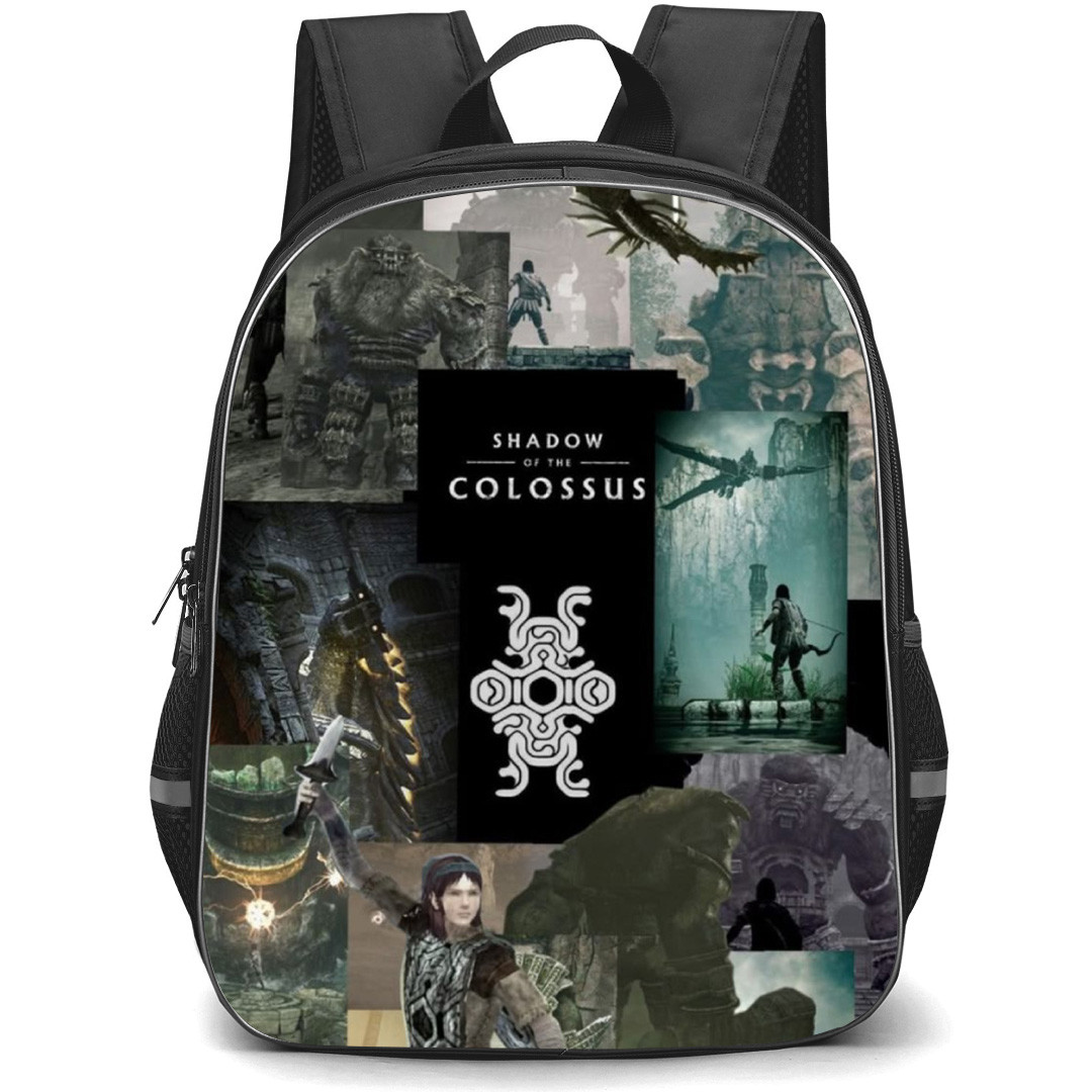 Shadow Of The Colossus Backpack School Bag StudentPack - Shadow Of The Colossus Different Scenes Game Collage Poster