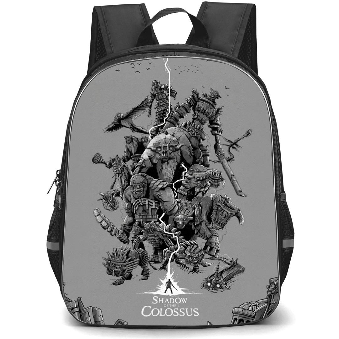 Shadow Of The Colossus Backpack School Bag StudentPack - Shadow Of The Colossus Gray Sketch Art Game Post e