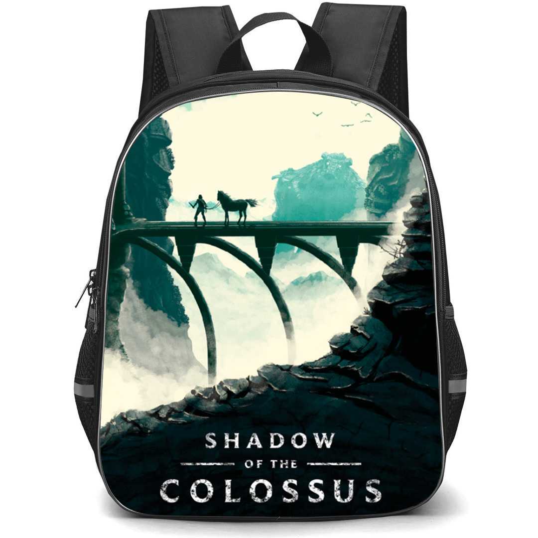 Shadow Of The Colossus Backpack School Bag StudentPack - Shadow Of The Colossus Horse Bridge Silhouette Art Game Poster
