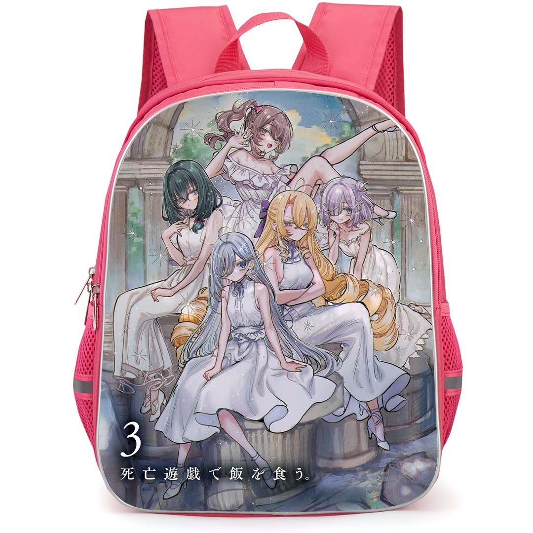 SHIBOYUGI Playing Death Games to Put Food On The Table Backpack School Bag StudentPack - SHIBOYUGI Characters Sitting Anime Art Poster