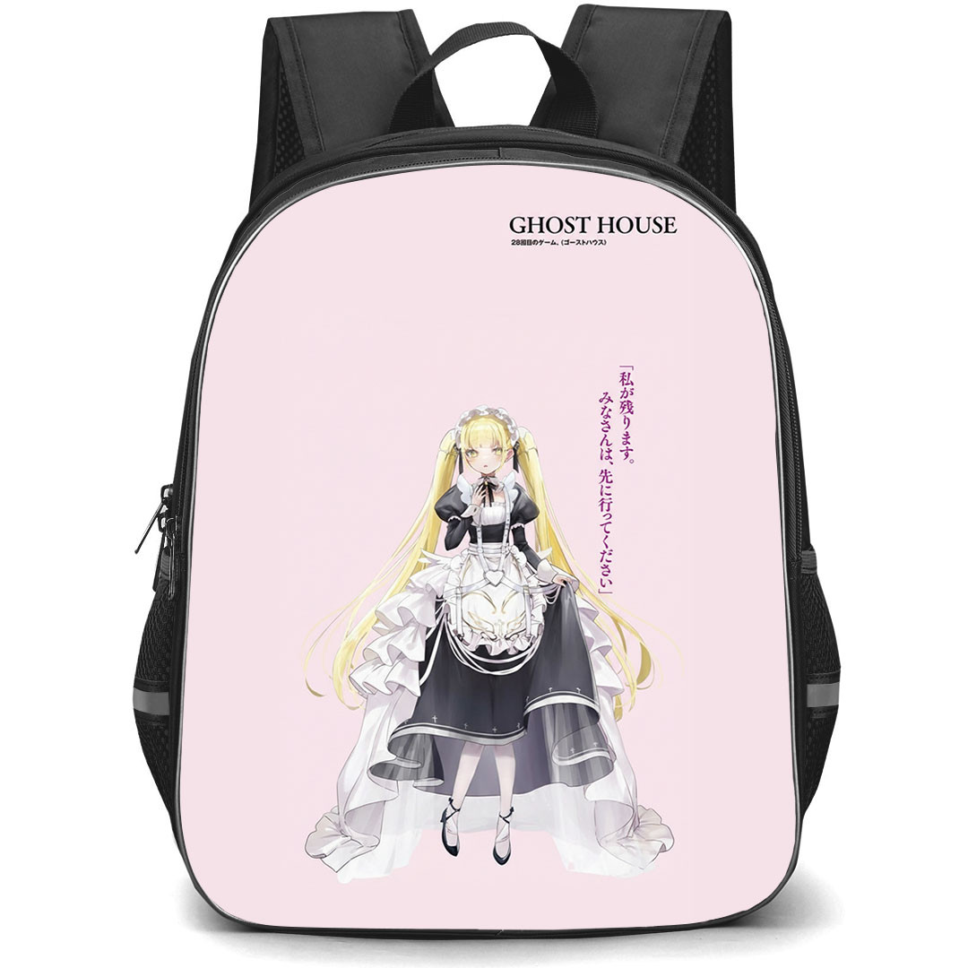 SHIBOYUGI Playing Death Games to Put Food On The Table Kinko Backpack School Bag StudentPack - Kinko Standing On Pink Background