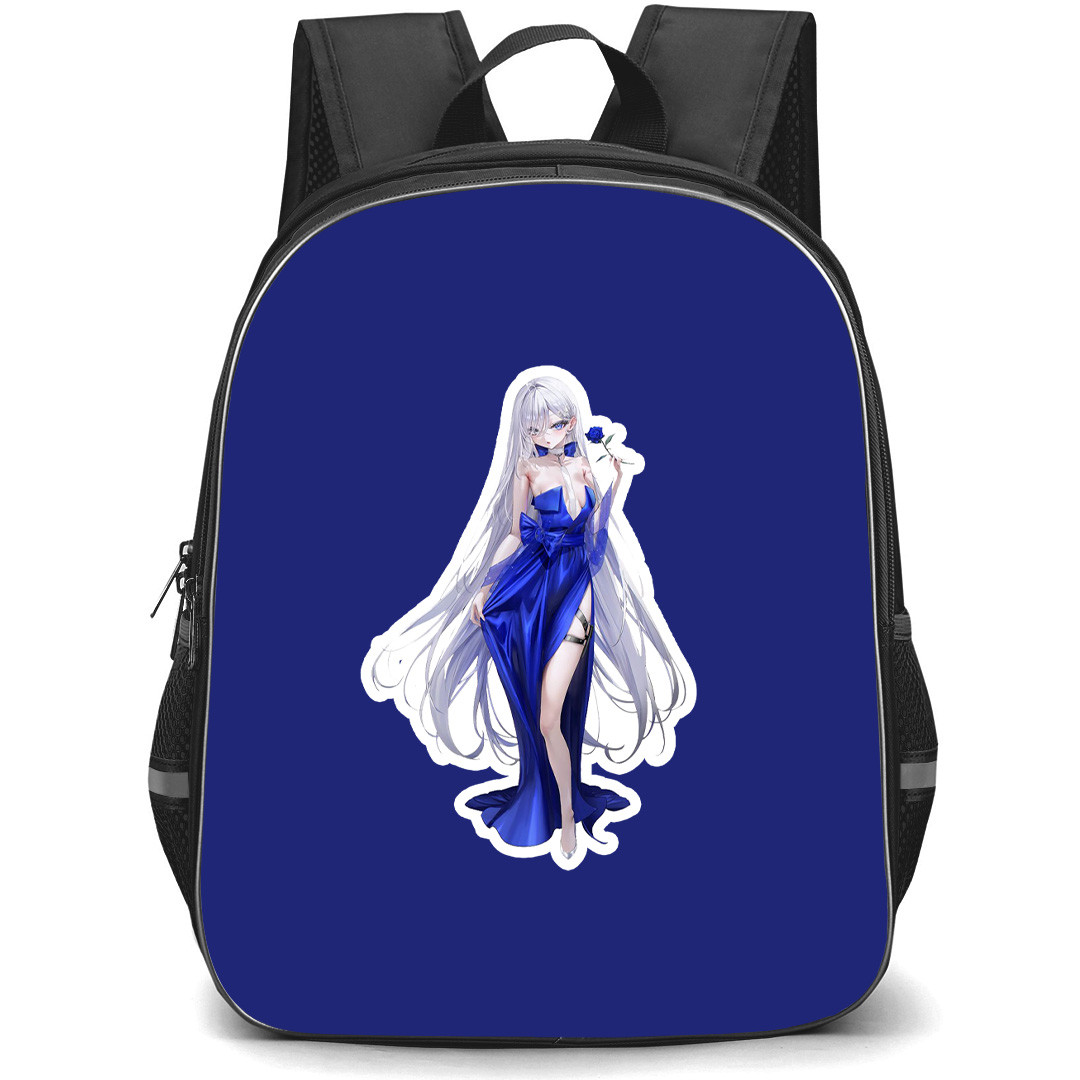 SHIBOYUGI Playing Death Games to Put Food On The Table Yuki Backpack School Bag StudentPack - Yuki Standing Anime Art Sticker On Blue Background