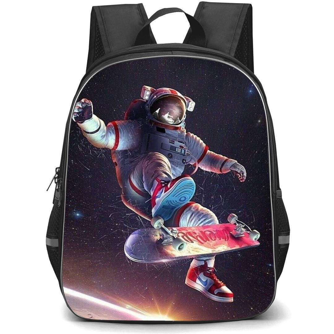 Skating Case Backpack StudentPack - Astronaut Skateboarding In Space Illustration
