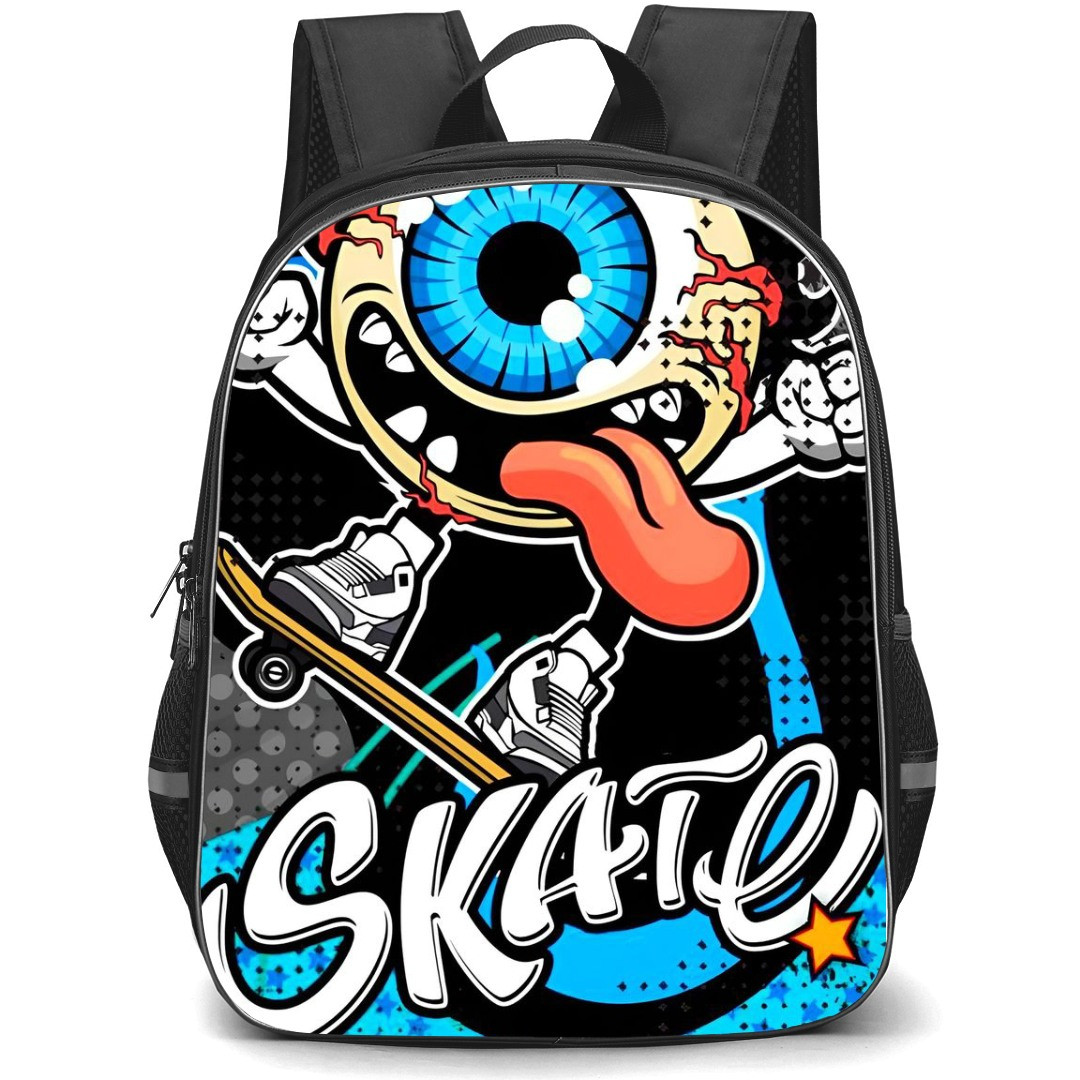 Skating Case Backpack StudentPack - Eyeball Skateboarding Illustration