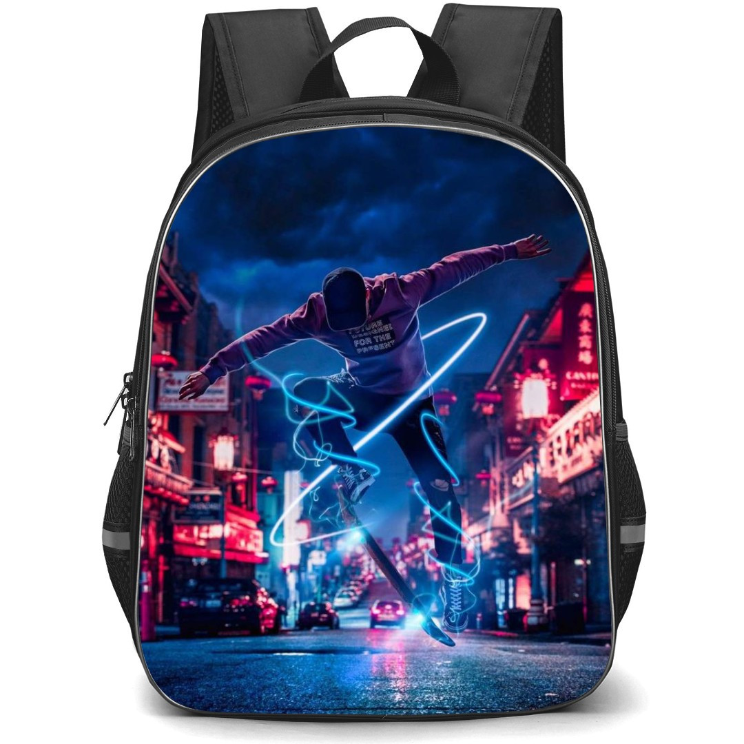 Skating Case Backpack StudentPack - Skateboarding City Background