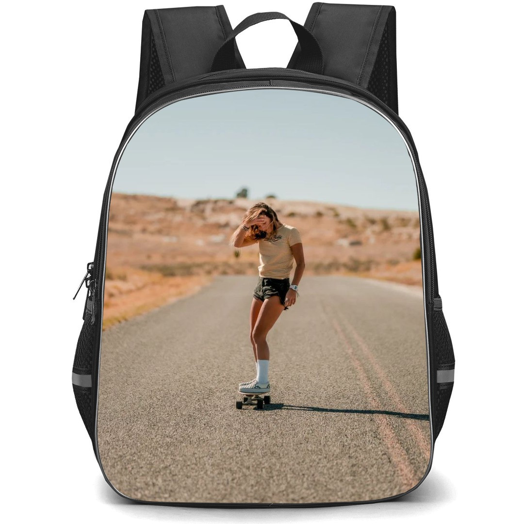 Skating Case Backpack StudentPack - Skateboarding On Desert Illustration