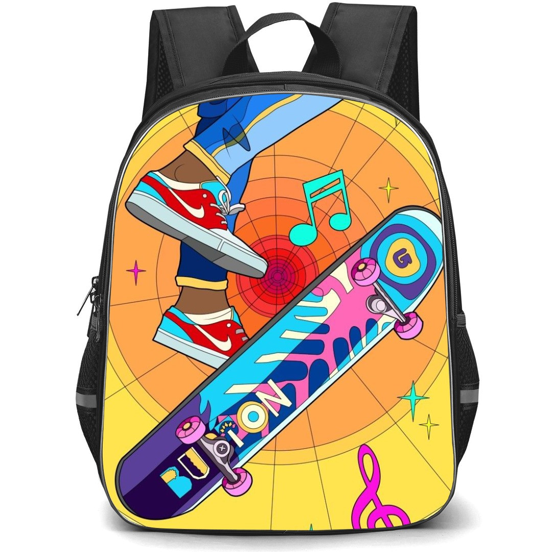 Skating Case Backpack StudentPack - Skateboarding Music Pop Art