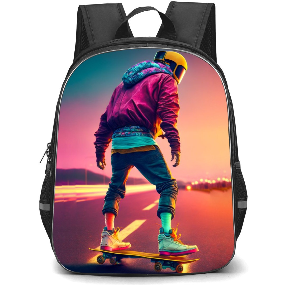 Skating Case Backpack StudentPack - Skateboarding On Road Pop Art
