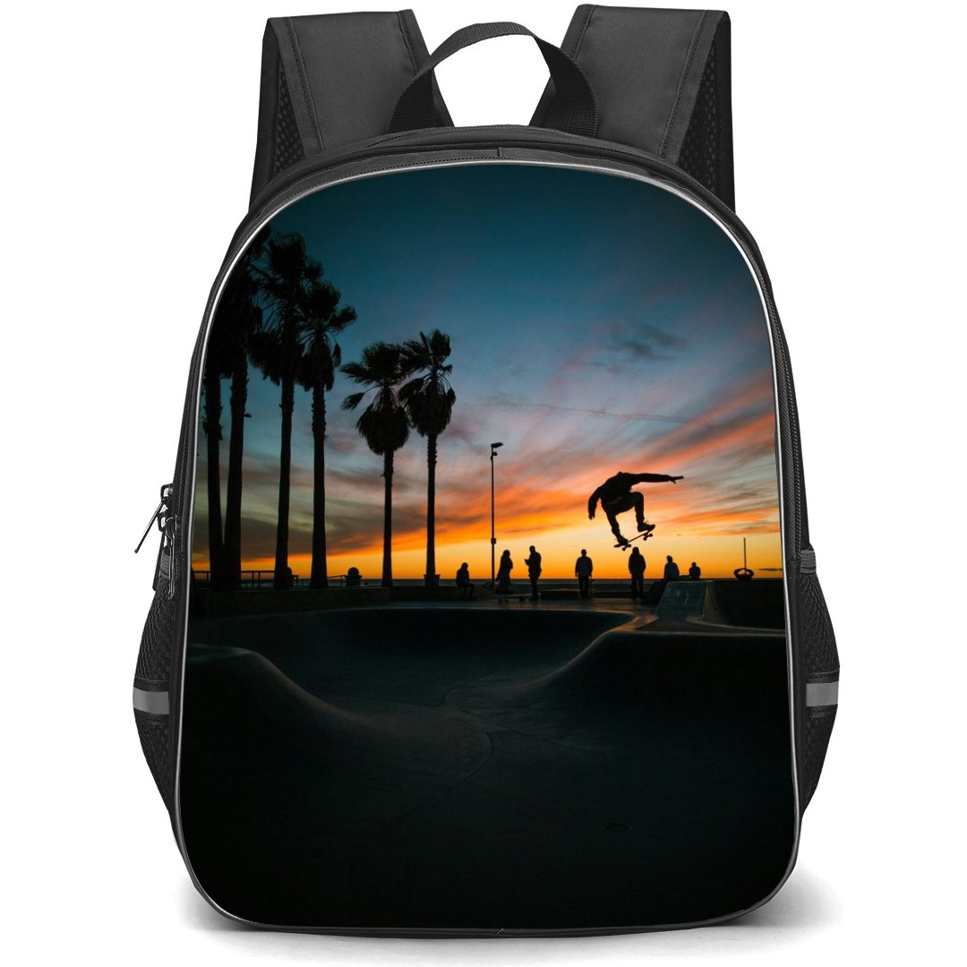 Skating Case Backpack StudentPack - Skateboarding In Sunset Illustration