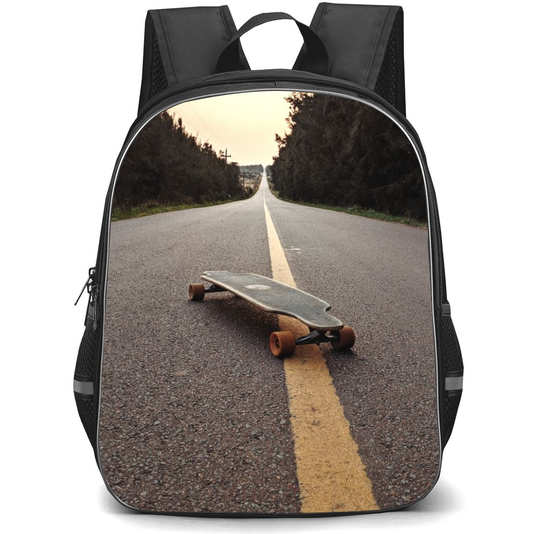 Skating Case Backpack StudentPack - Skateboard On The Road Illustration